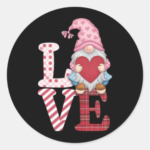 Valentines Day Gnome Love Couple Gifts for Her  Classic Round Sticker