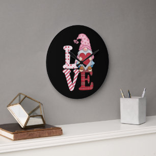 Valentines Day Gnome Love Couple Gifts for Her  Large Clock
