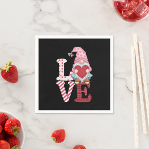 Valentines Day Gnome Love Couple Gifts for Her  Napkin