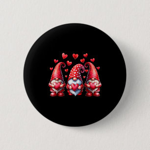 Valentines Day Gnomes Cute Red Hearts Love Gnome W 2 Inch Round Button