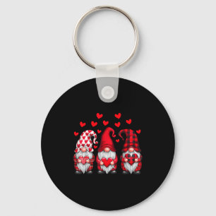 Valentines Day Gnomes Cute Red Hearts Love Gnome W Keychain