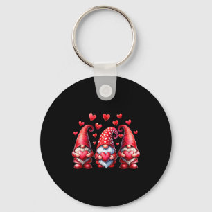 Valentines Day Gnomes Cute Red Hearts Love Gnome W Keychain