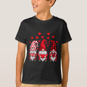 Valentines Day Gnomes Cute Red Hearts Love Gnome W T-Shirt