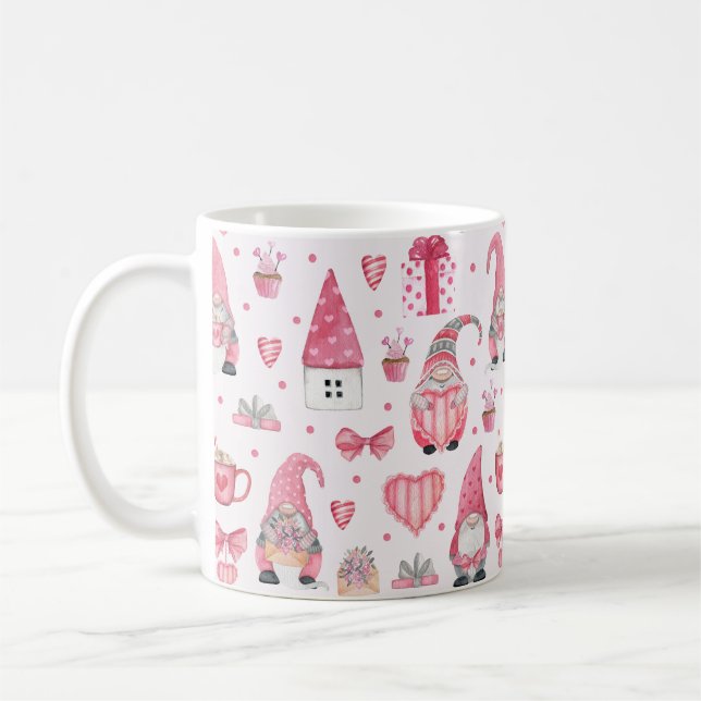 Valentine's Day Gnomes with Hearts   Coffee Mug (Left)