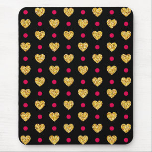 Valentine's Day Gold Hearts Pattern-23655 Mouse Pad