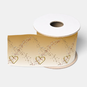Valentine's Day Gold Hearts Ribbon Grosgrain Ribbon