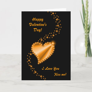 Valentine's Day  - gold Rainbow heart on black Holiday Card