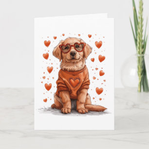 Valentines Day Golden Retriever Dog Card