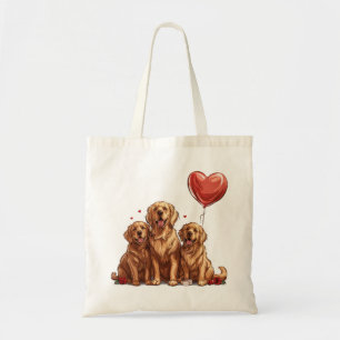 Valentines Day Golden Retriever Dog Tote Bag
