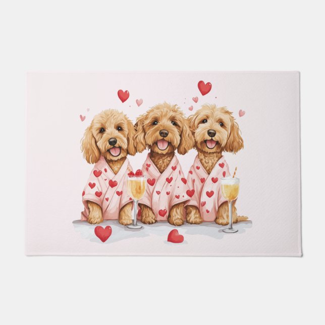 Valentines Day Goldendoodle Dogs Doormat (Front)