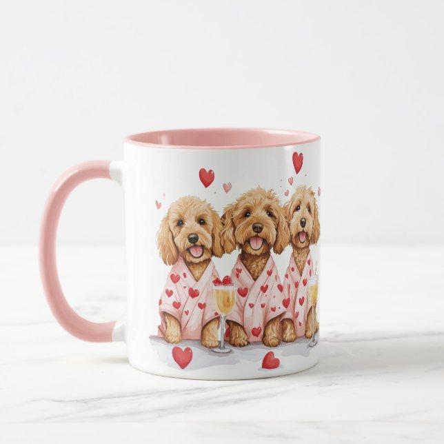 Valentines Day Goldendoodle Dogs Mug (Left)
