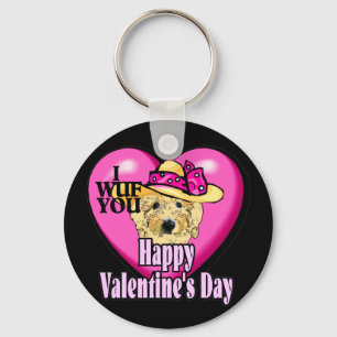Valentine's Day Goldendoodle Keychain
