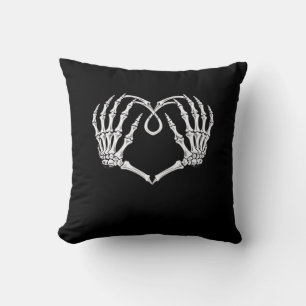 Valentines Day Gothic Heart With Skeleton Hands Va Throw Pillow