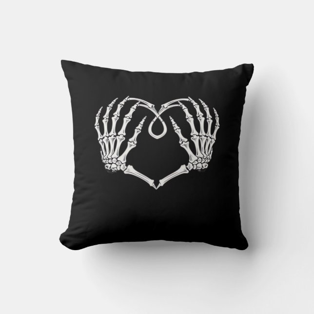 Valentines Day Gothic Heart With Skeleton Hands Va Throw Pillow (Front)