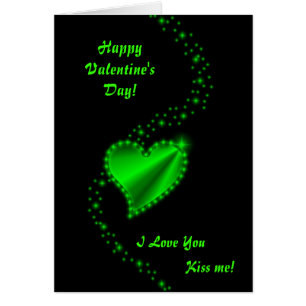 Valentine's Day  - green Rainbow heart on black