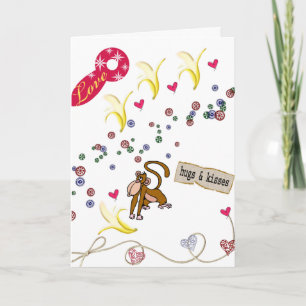 Valentine's Day Greeting Card Bananas Monkey Love 