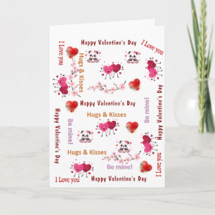Valentine's Day Greeting Card CoupleRed Hearts 