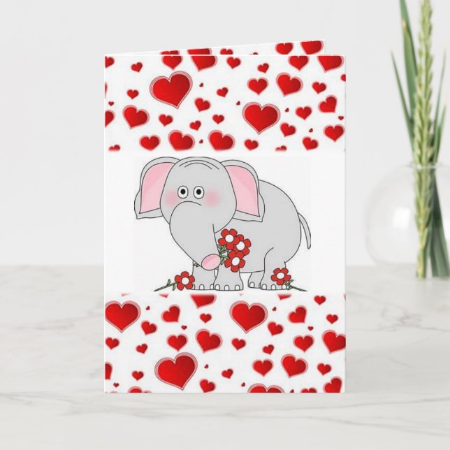 Valentine's Day Greeting Card Elephant (Front)