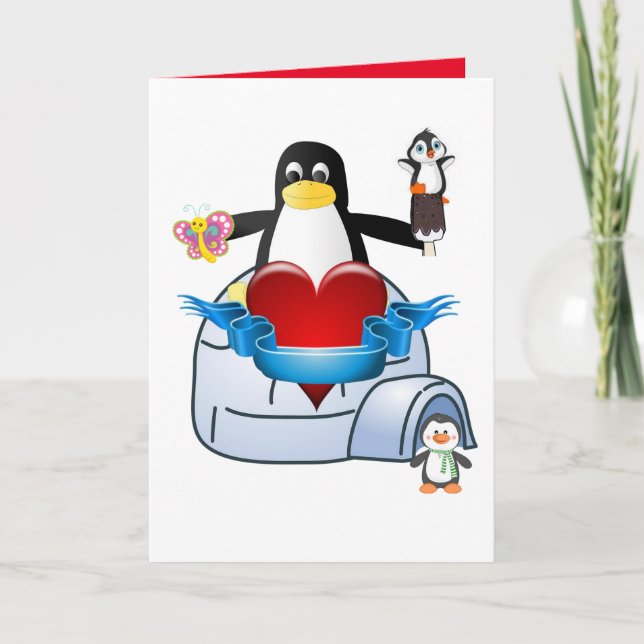 Valentine's Day Greeting Card Penguin (Front)