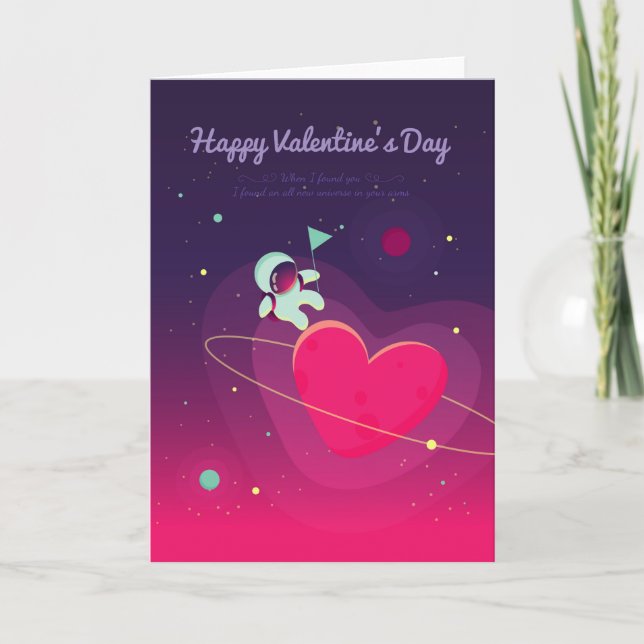 Valentine's day greeting card with astronaut (Front)