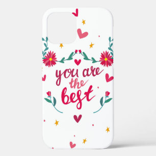 Valentine's day greeting card with hearts, flower iPhone 12 case