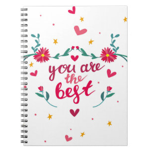 Valentine's day greeting card with hearts, flower notebook