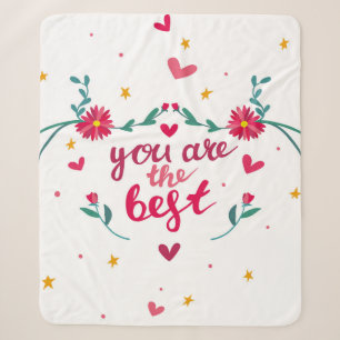 Valentine's day greeting card with hearts, flower sherpa blanket