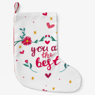 Valentine's day greeting card with hearts,  flower small christmas stocking