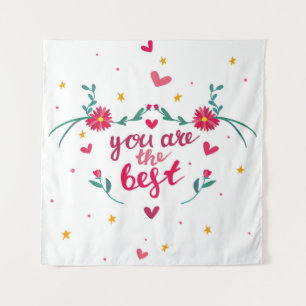 Valentine's day greeting card with hearts, flower tapestry