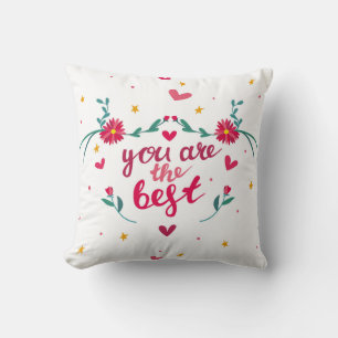 Valentine's day greeting card with hearts, flower throw pillow