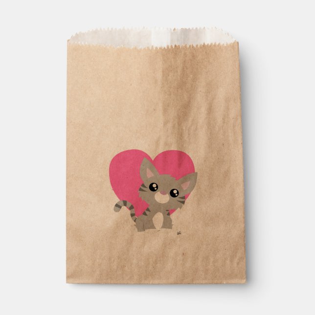 Valentine's Day Grey Kitty Favour Bag (Front)