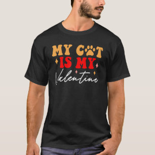 Valentine's Day Groovy My Cat is My Valentine Wome T-Shirt