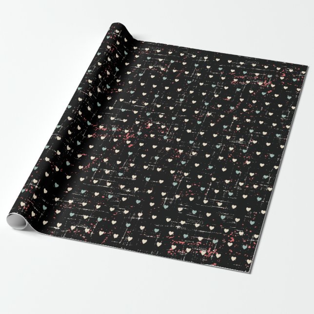 Valentine's Day Grunge Wrapping Paper (Unrolled)