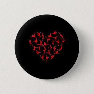 Valentines Day Gym Motivational Gymnastics Heart 2 Inch Round Button
