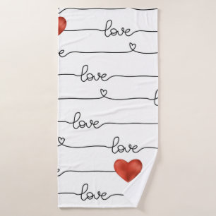 Valentine's Day hand drawn illustration pattern wi Bath Towel