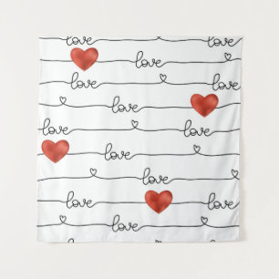 Valentine's Day hand drawn illustration pattern wi Tapestry