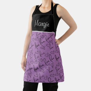 Valentines Day Hand Lettering Love Hearts Name Apron