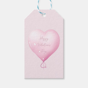Valentine's Day happy heart pink script Gift Tags