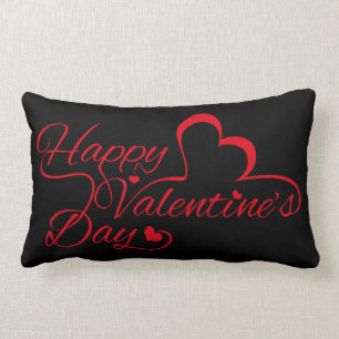 Valentine's Day "Happy Valentine's Day!" Red Lumbar Pillow