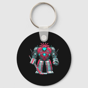 Valentine's Day Heart Ai Robot Ice Hockey Goalie S Keychain