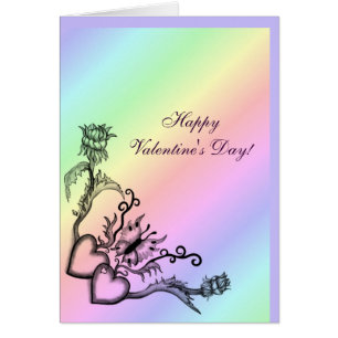 Valentine's Day - Heart and Butterfly on Rainbow