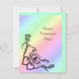 Valentine's Day - heart and butterfly on Rainbow Holiday Card