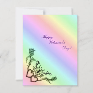 Valentine's Day - heart and butterfly on Rainbow Holiday Card