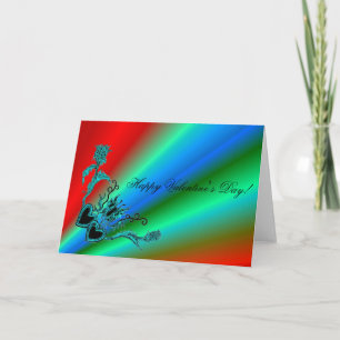 Valentine's Day - Heart and Butterfly on Rainbow Holiday Card