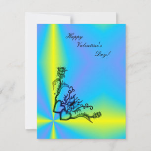Valentine's Day - heart and butterfly on Rainbow Holiday Card