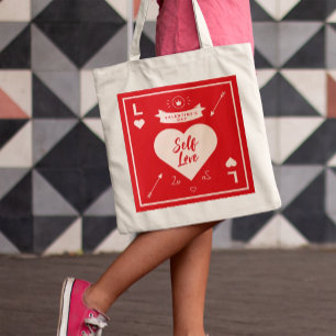 Valentine's Day Heart and Self Love Red Tote Bag