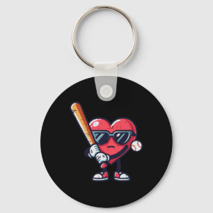 Valentines Day Heart Baseball Boys Toddler Kids Yo Keychain