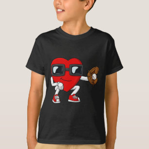 Valentines Day Heart Baseball Catcher Fun Boys Gir T-Shirt