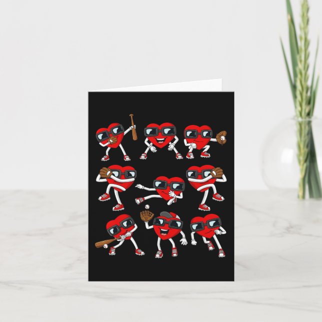 Valentines Day Heart Baseball Hitter Pitcher Fun B Card (Front)