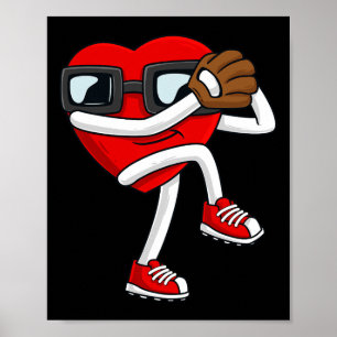 Valentines Day Heart Baseball Pitcher Fun Boys Gir Poster